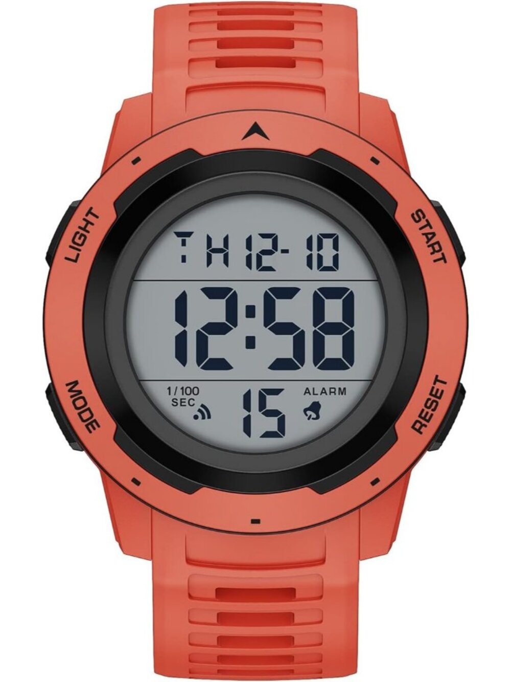 Men's All Red Analog Quartz Rubber Strap Military Waterproof LED Digital Watch